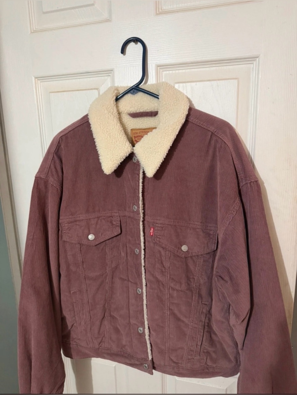 Levi’s Corduroy Sherpa Trucker Jacket Mauve Purple Women’s L